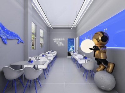 现代太空宇航主题奶茶店3D模型下载